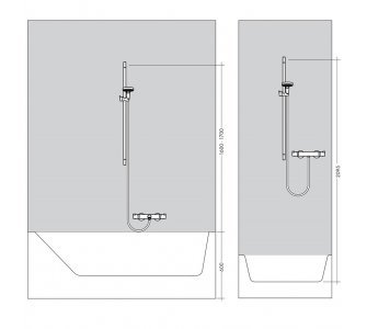 sprchová súprava s tyčou 900mm, ručná sprcha 3-polohová, CROMA SELECT E, biela/chróm