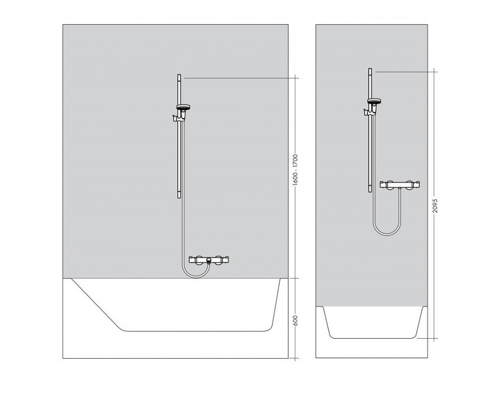 sprchová súprava s tyčou 900mm, ručná sprcha 3-polohová, CROMA SELECT E, biela/chróm