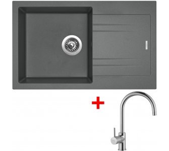 SET drez granit Sinks LINEA 780 N Titanium + batéria VITALIA 