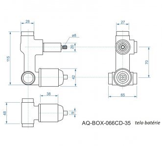 batéria AQS sprchová podomietková pre 2 odberné miesta, s AQ-boxom a s keramickým prepínačom, DOCKS
