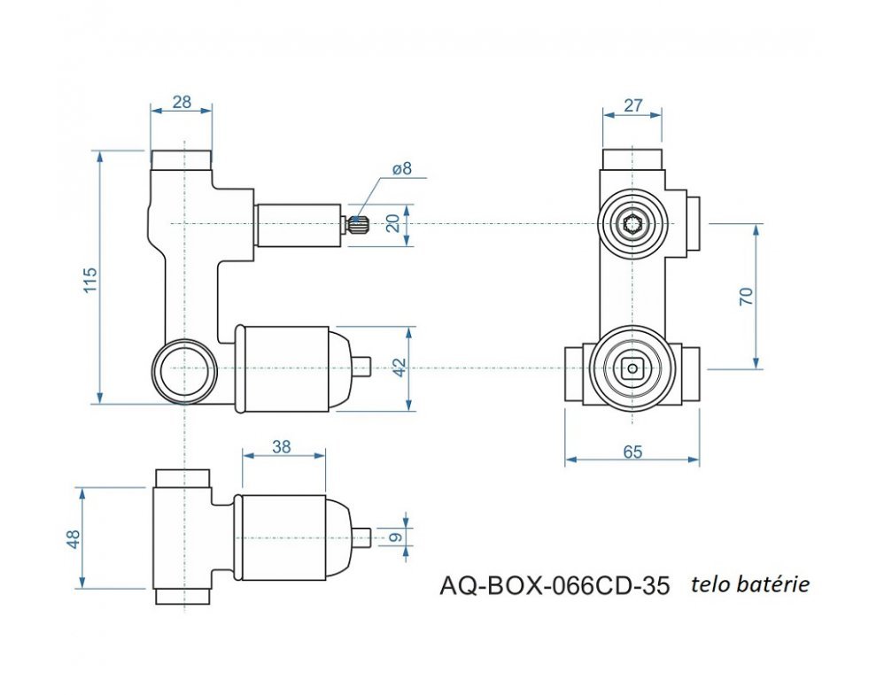 batéria AQS sprchová podomietková pre 2 odberné miesta, s AQ-boxom a s keramickým prepínačom, PLATFORM ROUND ČIERNA-CHRÓM