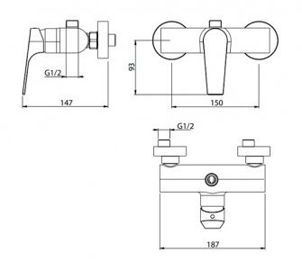 sprchový set pákovej batérie MARINA s tyčou IPPARI a kompletným príslušenstvom