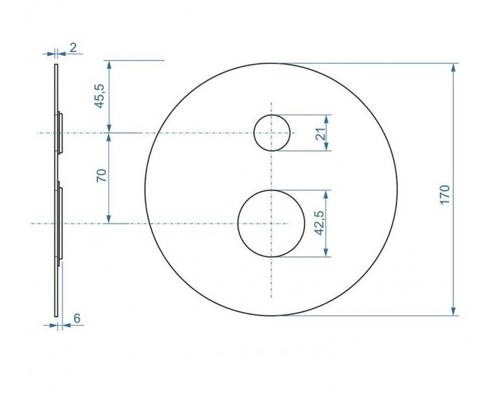 Okrúhla krytka pre podomietkovú sprchovú batériu pre 2 odberové miesta s keramickým prepínačom k AQ-BOX-066CD-35