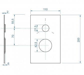 Hranatá krytka pre podomietkovú sprchovú batériu pre 3 odberové miesta s keramickým prepínačom k AQ-BOX-067CD-35