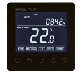 digitálny termostat s dotykovým displejom, čierny