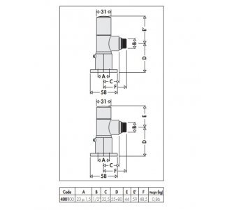 HIGH-STYLE designové radiátorové ventily - pár, rohové prevedenie, chróm