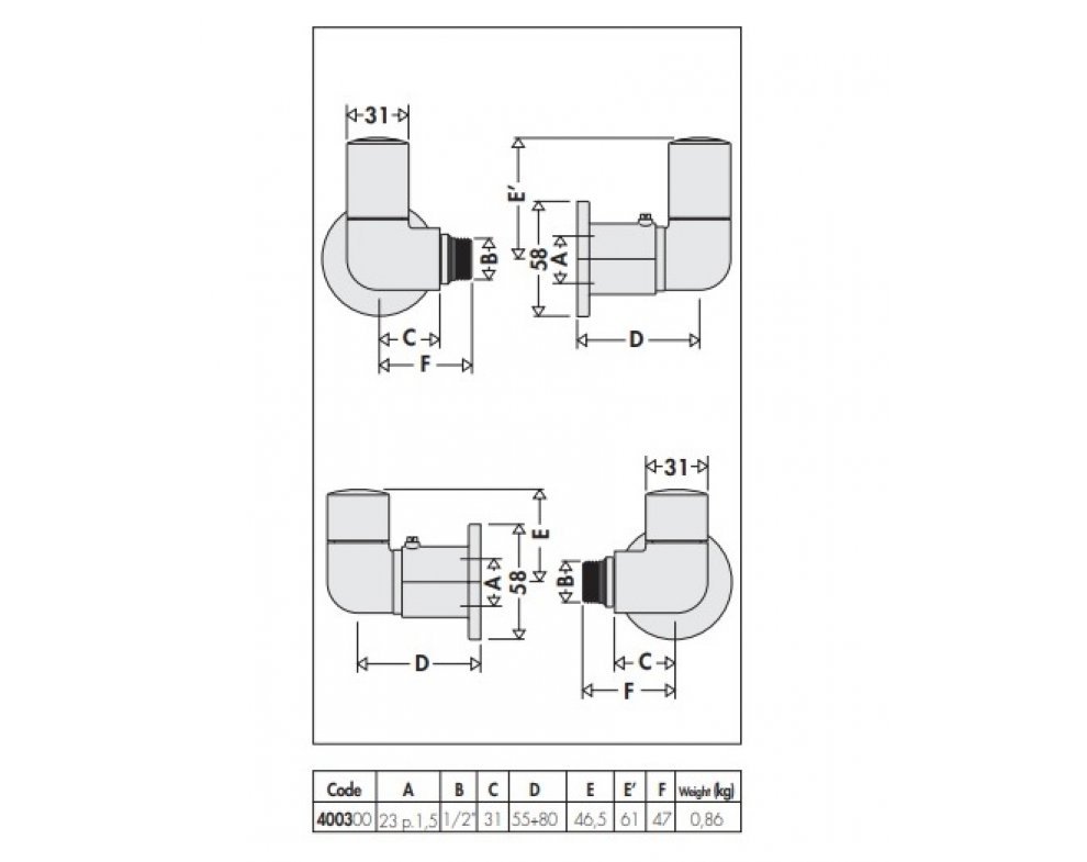 HIGH-STYLE designové radiátorové ventily - pár, rohové prevedenie, chróm