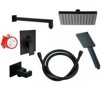 sprchový systém s podomietkovou batériou pre 2 odberné miesta, SQ BLACK SET, čierna