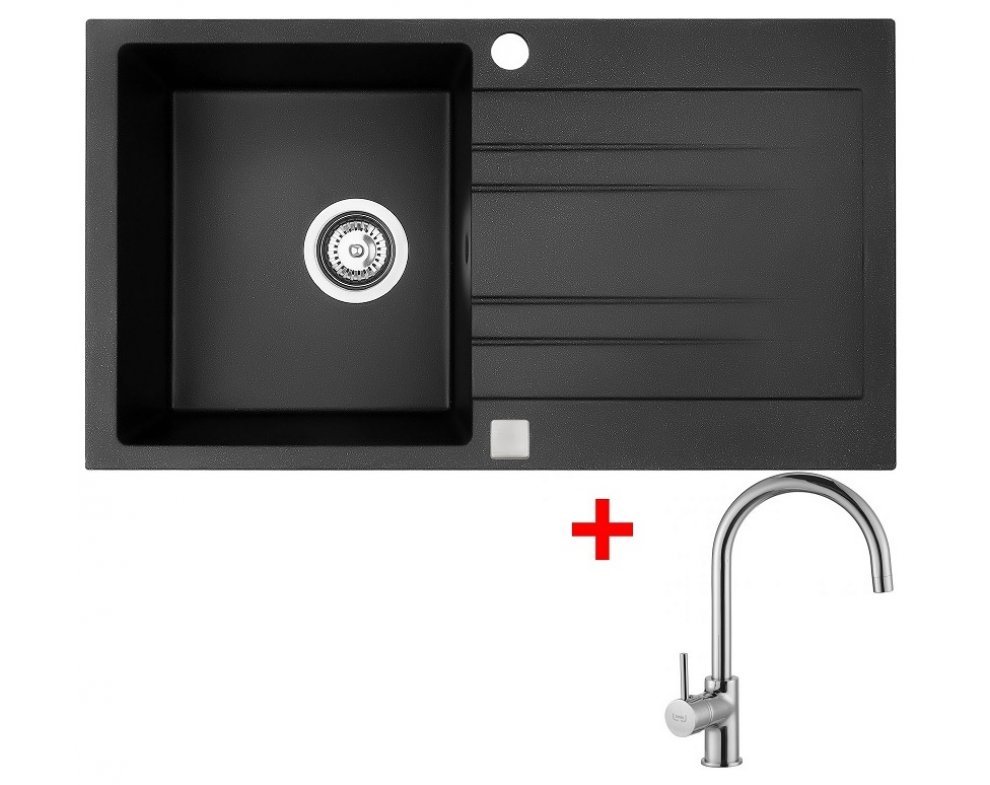 SET drez granit Sinks RAPID 780 Granblack + batéria VITALIA