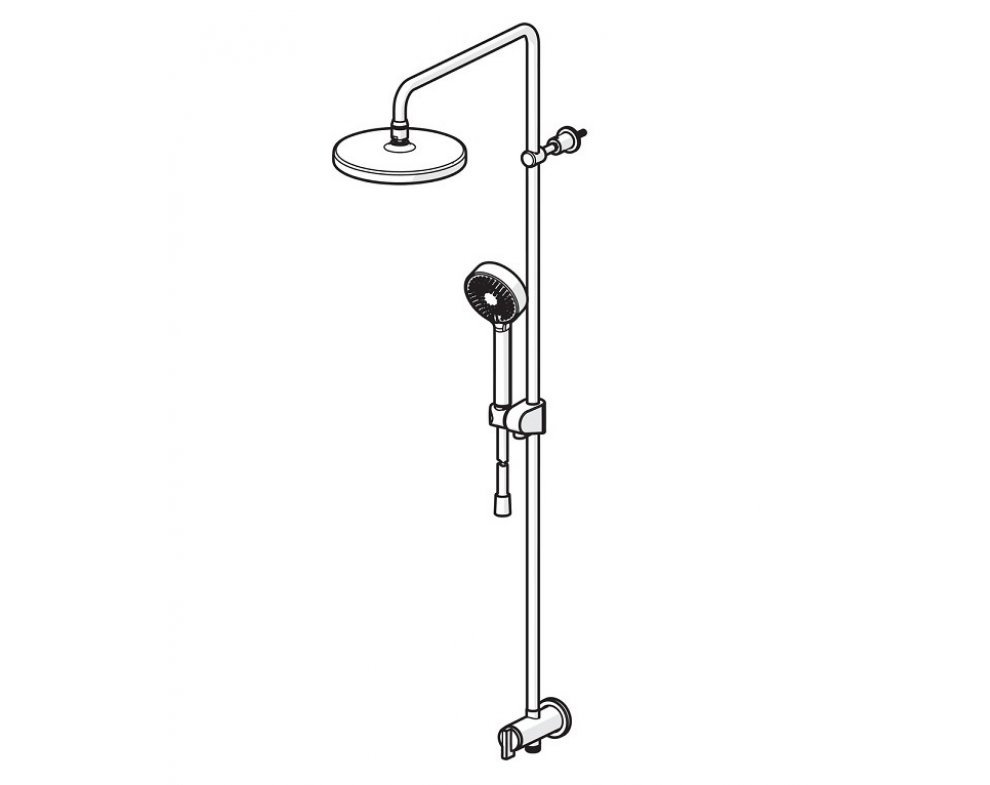 Sprchový termostatický systém s hlavovou sprchou d200mm, 3-poloh. ručná sprcha, HANSABASICJET, chróm